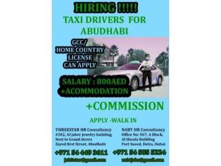 TAXI DRIVER NEEDED FOR ABU DHABI WITH BASIC SALARY