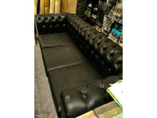 R2R black leather sofa
